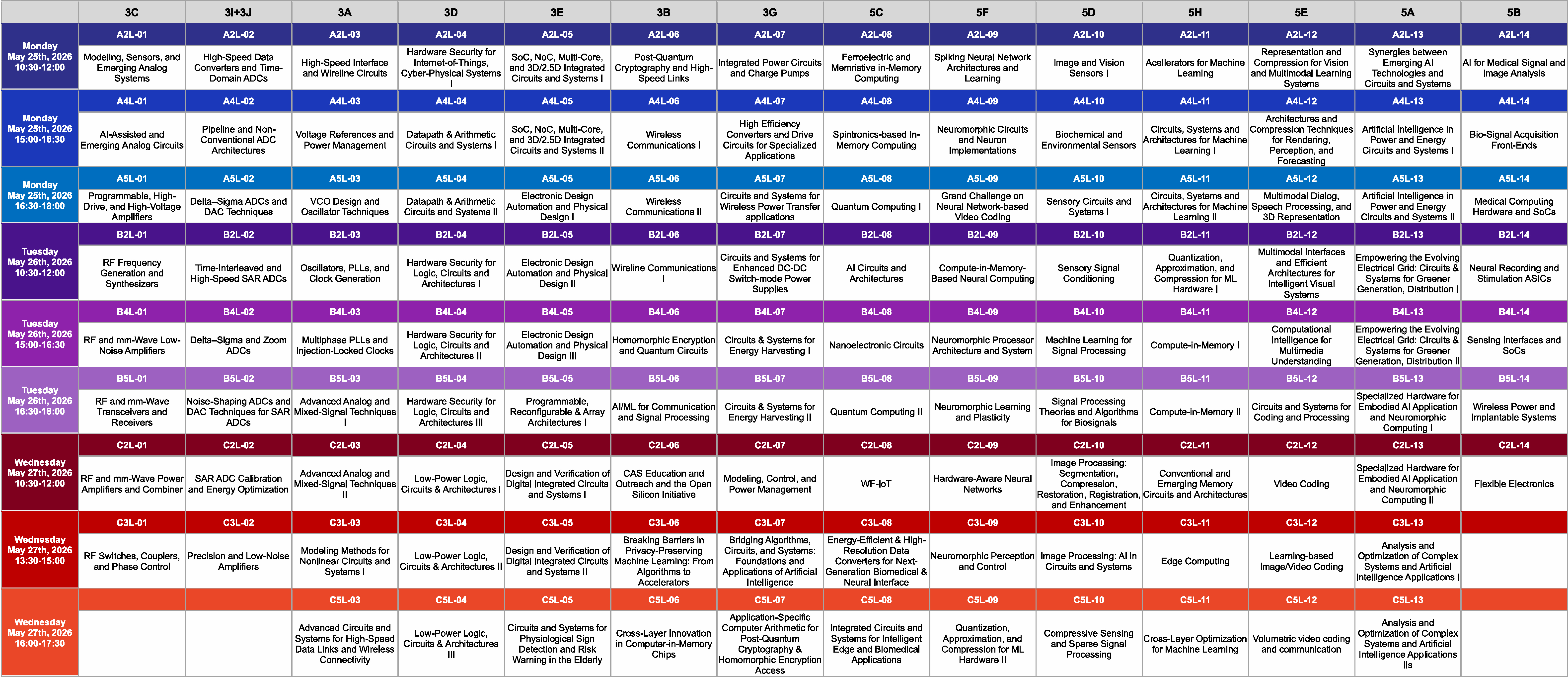 ISCAS 2026 Detailed Schedule
